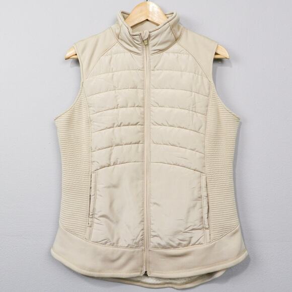 Tek Gear Quilted Vest Size‎ L Beige Fleece Minimalist Athleisure Layering Jacket - Picture 1 of 6